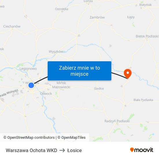 Warszawa Ochota WKD to Łosice map