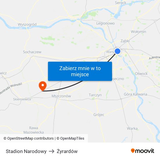 Stadion Narodowy to Żyrardów map