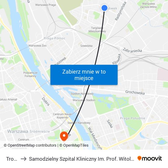 Trocka to Samodzielny Szpital Kliniczny Im. Prof. Witolda Orłowskiego map