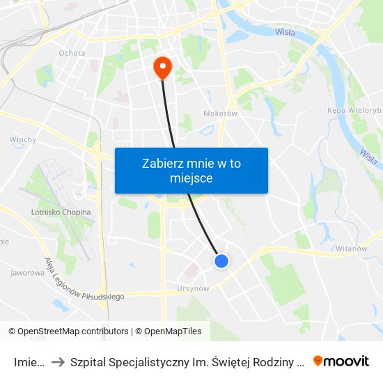 Imielin to Szpital Specjalistyczny Im. Świętej Rodziny Spzoz map