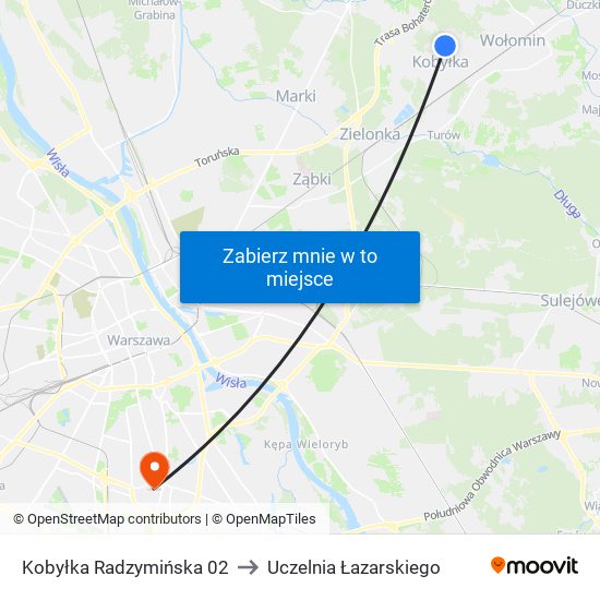 Kobyłka Radzymińska to Uczelnia Łazarskiego map