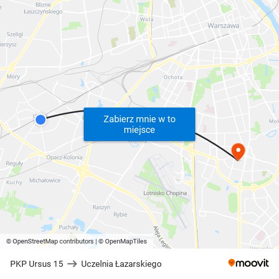 PKP Ursus 15 to Uczelnia Łazarskiego map