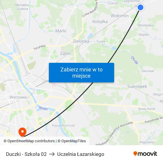 Duczki - Szkoła 02 to Uczelnia Łazarskiego map