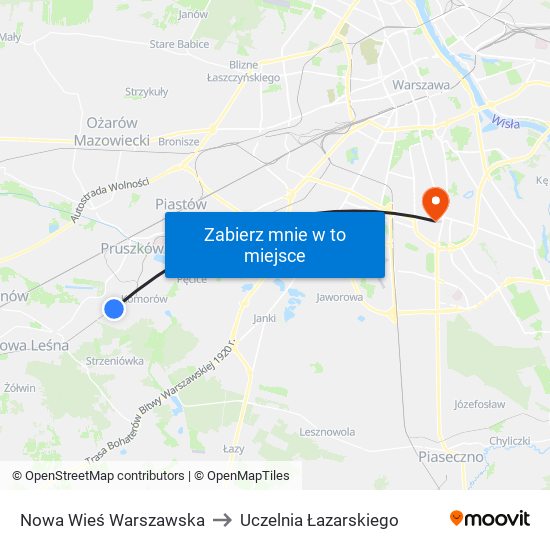 Nowa Wieś Warszawska to Uczelnia Łazarskiego map