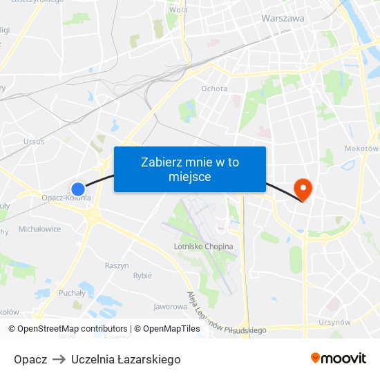 Opacz to Uczelnia Łazarskiego map