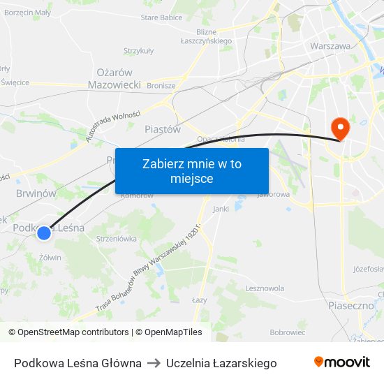 Podkowa Leśna Główna to Uczelnia Łazarskiego map