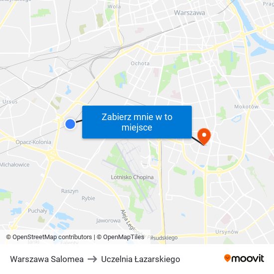 Warszawa Salomea to Uczelnia Łazarskiego map