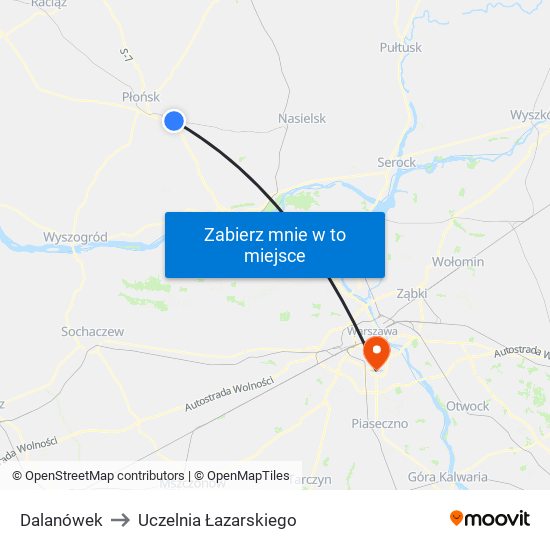 Dalanówek to Uczelnia Łazarskiego map