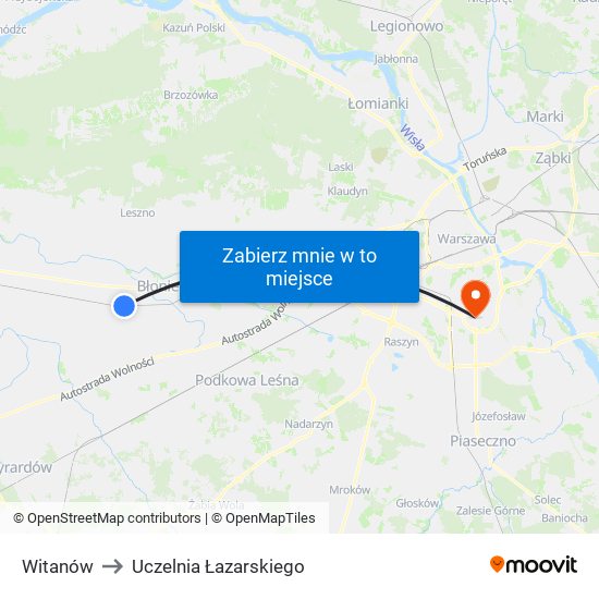 Witanów to Uczelnia Łazarskiego map