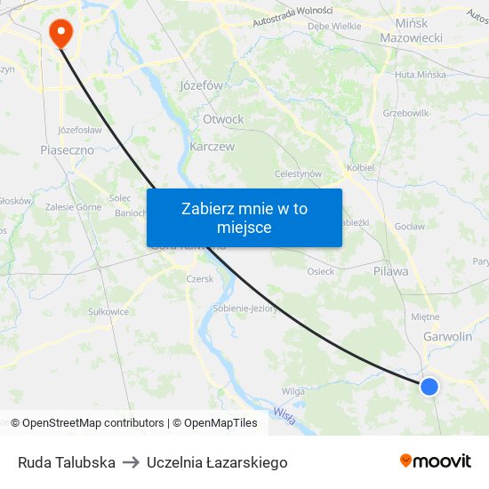 Ruda Talubska to Uczelnia Łazarskiego map