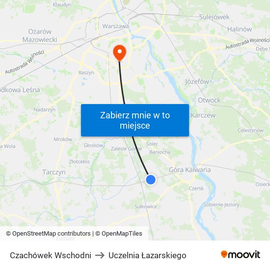 Czachówek Wschodni to Uczelnia Łazarskiego map