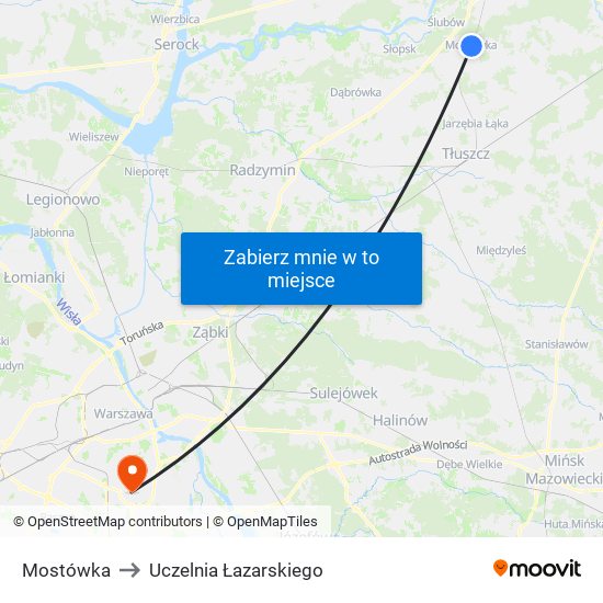 Mostówka to Uczelnia Łazarskiego map