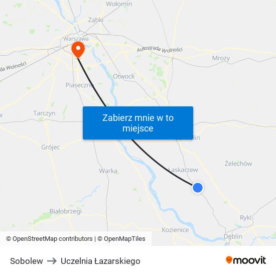 Sobolew to Uczelnia Łazarskiego map