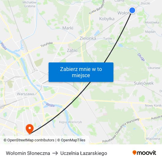 Wołomin Słoneczna to Uczelnia Łazarskiego map