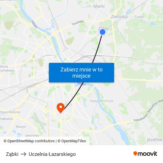 Ząbki to Uczelnia Łazarskiego map