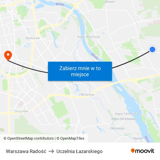 Warszawa Radość to Uczelnia Łazarskiego map