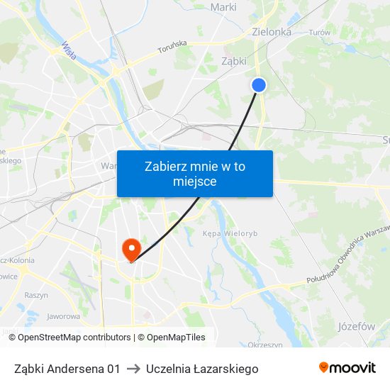 Ząbki Andersena 01 to Uczelnia Łazarskiego map