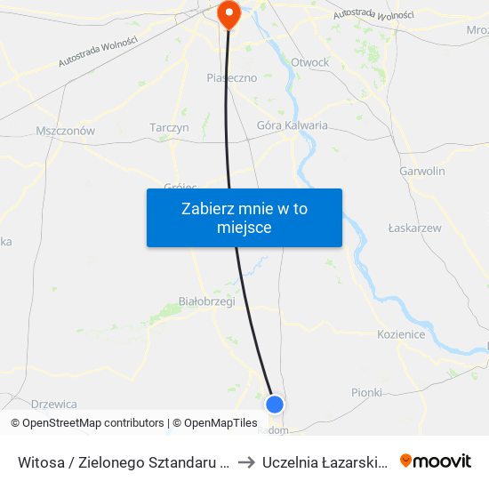 Witosa / Zielonego Sztandaru (Nż) to Uczelnia Łazarskiego map