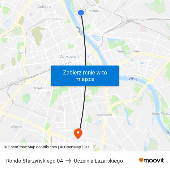 Rondo Starzyńskiego 04 to Uczelnia Łazarskiego map