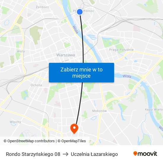 Rondo Starzyńskiego 08 to Uczelnia Łazarskiego map