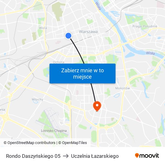 Rondo Daszyńskiego 05 to Uczelnia Łazarskiego map