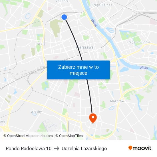 Rondo Radosława 10 to Uczelnia Łazarskiego map