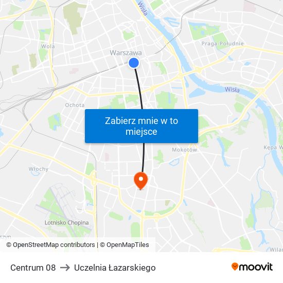 Centrum to Uczelnia Łazarskiego map