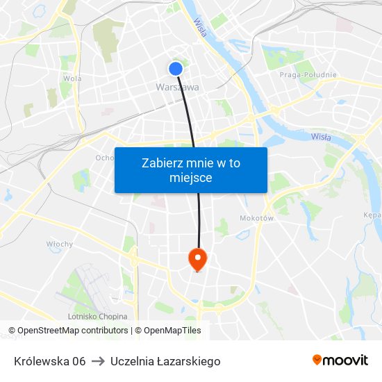 Królewska to Uczelnia Łazarskiego map