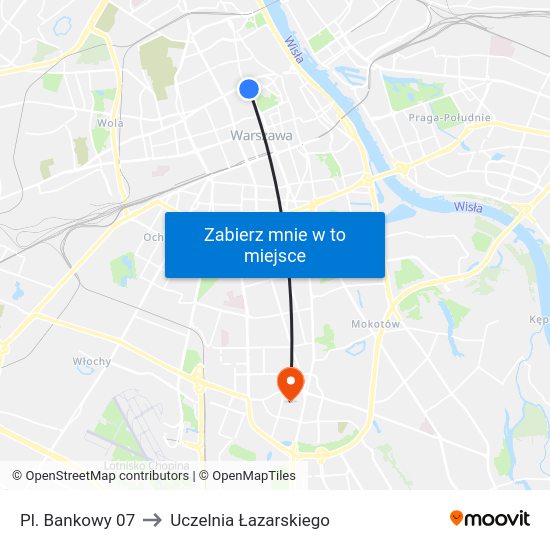 Pl. Bankowy to Uczelnia Łazarskiego map