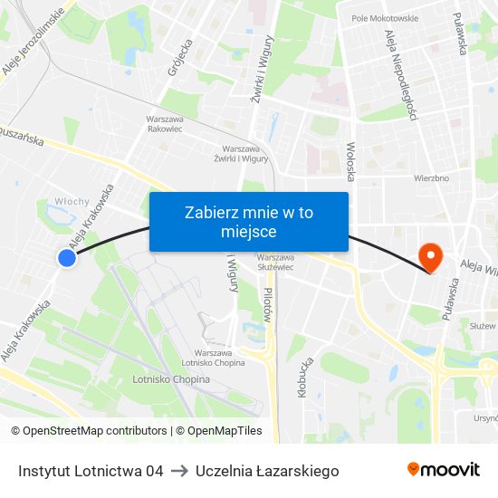 Instytut Lotnictwa 04 to Uczelnia Łazarskiego map