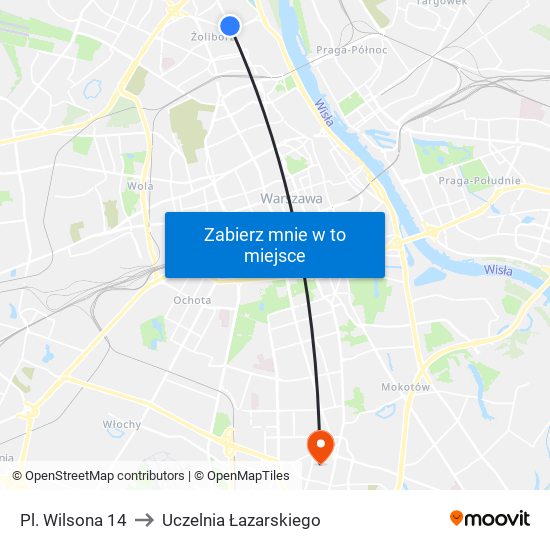 Pl. Wilsona 14 to Uczelnia Łazarskiego map