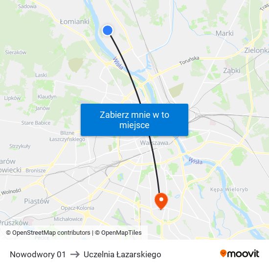 Nowodwory 01 to Uczelnia Łazarskiego map