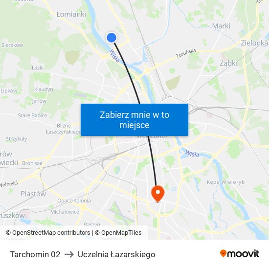 Tarchomin to Uczelnia Łazarskiego map