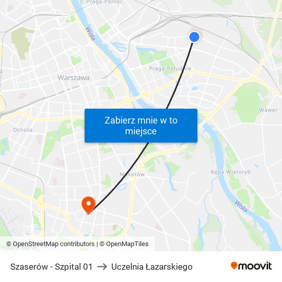 Szaserów-Szpital to Uczelnia Łazarskiego map