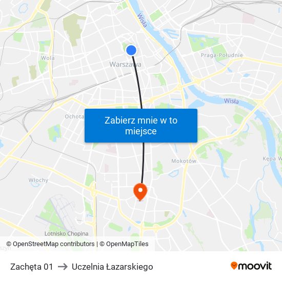 Zachęta 01 to Uczelnia Łazarskiego map