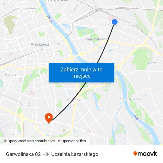 Garwolińska 02 to Uczelnia Łazarskiego map