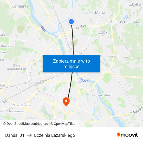 Danusi to Uczelnia Łazarskiego map