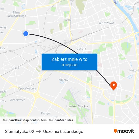 Siemiatycka to Uczelnia Łazarskiego map