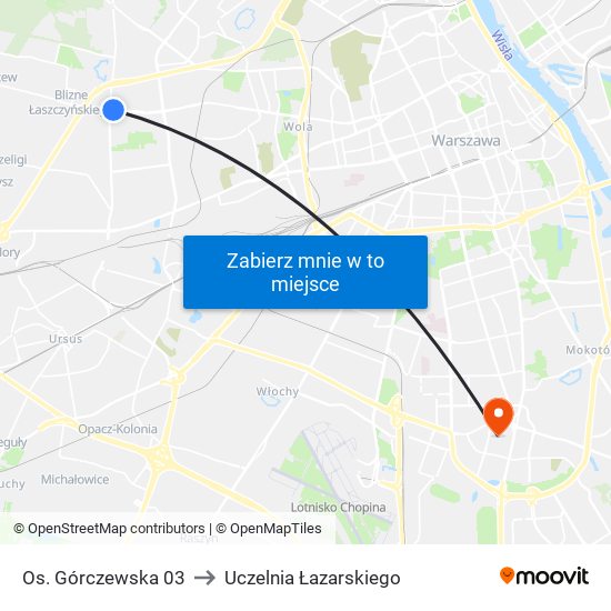 Os. Górczewska 03 to Uczelnia Łazarskiego map