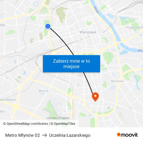 Metro Młynów 02 to Uczelnia Łazarskiego map