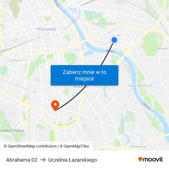 Abrahama 02 to Uczelnia Łazarskiego map