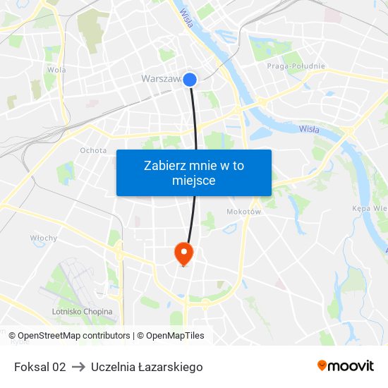 Foksal 02 to Uczelnia Łazarskiego map