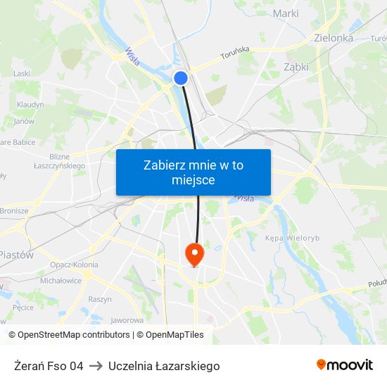 Żerań Fso 04 to Uczelnia Łazarskiego map