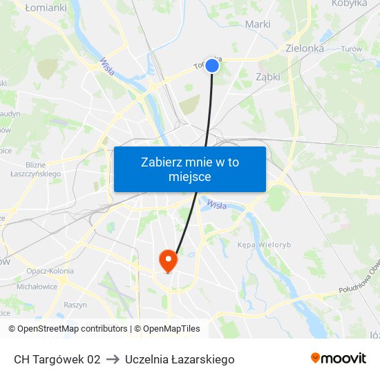 CH Targówek 02 to Uczelnia Łazarskiego map