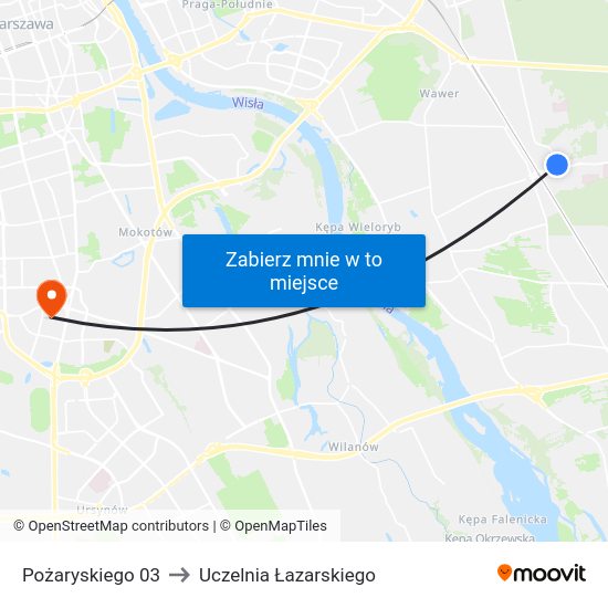 Pożaryskiego to Uczelnia Łazarskiego map