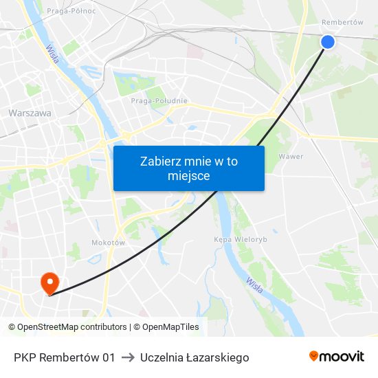 PKP Rembertów 01 to Uczelnia Łazarskiego map