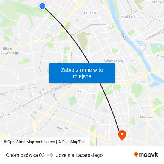 Chomiczówka 03 to Uczelnia Łazarskiego map