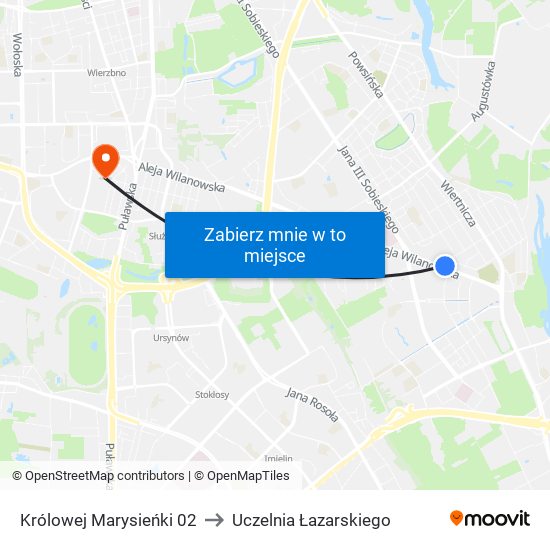 Królowej Marysieńki to Uczelnia Łazarskiego map