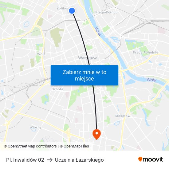 Pl. Inwalidów to Uczelnia Łazarskiego map