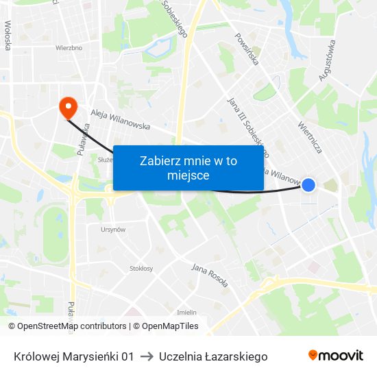 Królowej Marysieńki to Uczelnia Łazarskiego map